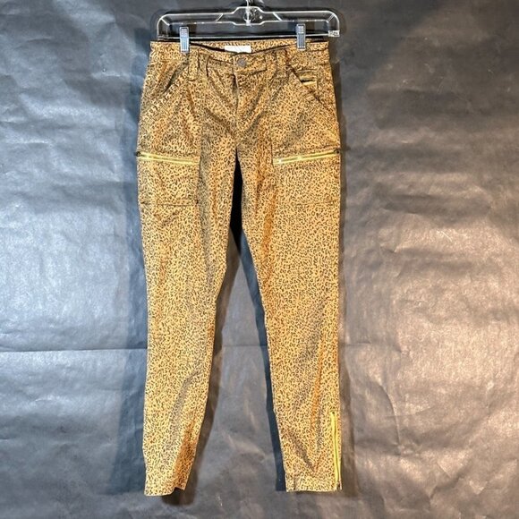 Joie Anthropologie Size 26 Pants Leopard Tan Cheetah Flock Slacks Ankle Tapered - Picture 3 of 6